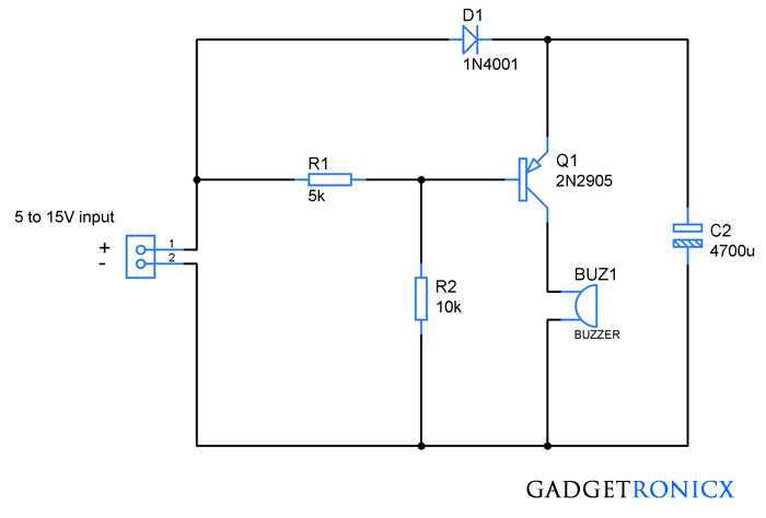 A Simple Circuit Diagram For A Piezo Buzzer